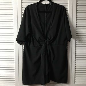 Boohoo Black Front Tie Romper
